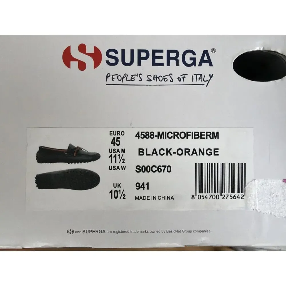 NWT Superga 941 Black & Orange Men’s Driving Loafers- USA Size 11.5